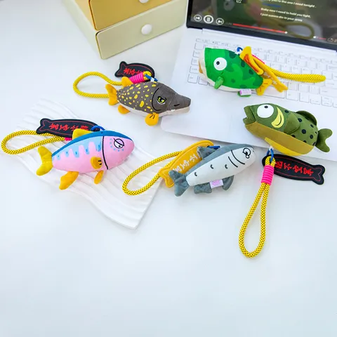 Plush Fish Bag Pendant Cute Marine Fish Decompression Toy Cartoon Keychain Soft Stuffed Animal Bag Charm Gift