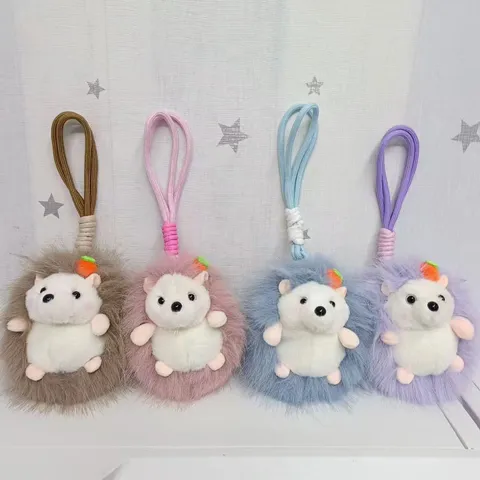 Cute Plush Hedgehog Keychain Stuffed Animal Cartoon Bag Hanging Ornament Soft Plush Toy