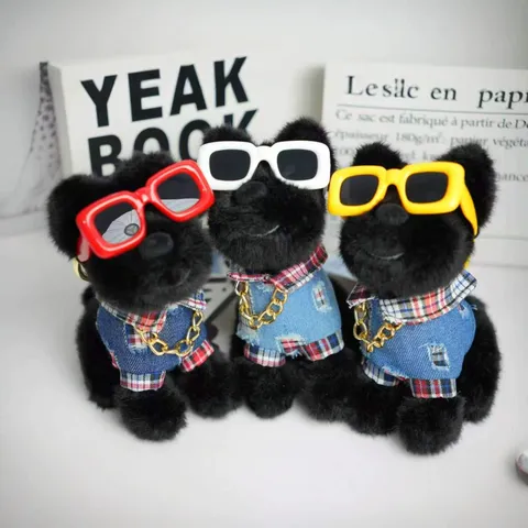 Cute Puppy Plush Toy Stuffed Animal Soft Cute Dog Doll Toy With Clothes And Glasses For Wedding Party Gift