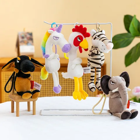 Cute Angry Animal Plush Toy Keychain Cartoon Stuffed Doll Soft Bag Pendant Key Ring Gift For Kids Women