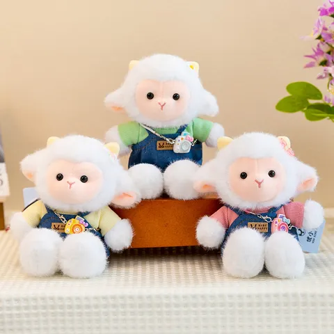 Cute Plush Sheep Toy Cartoon Little Lamb Stuffed Doll Soft Bag Pendant Kids Toy Gift