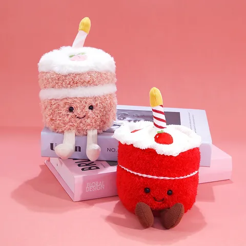 Creative Birthday Gift Plush Toy Cake Dessert Pendant Doll Cute Stuffed Animal Toy Wedding Party Keychain Toy Decoration