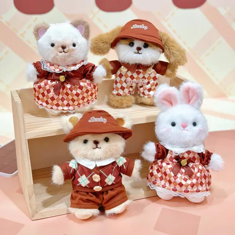 Original Chocolate Series Animal Plush Doll Dressed Lolita Style Plush Pendant Cute Rabbit Cat Dog Bear Keychain Bag Charm
