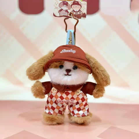 Original Chocolate Series Animal Plush Doll Dressed Lolita Style Plush Pendant Cute Rabbit Cat Dog Bear Keychain Bag Charm
