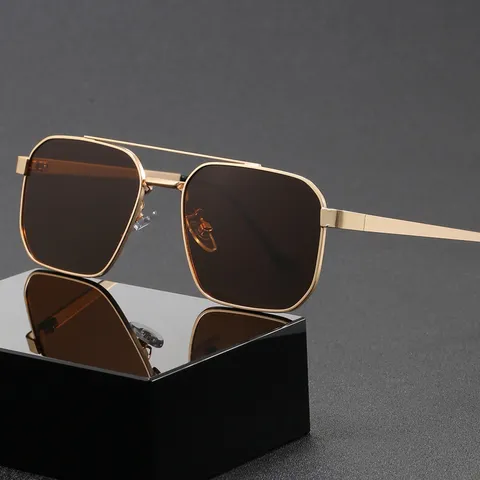 Lunettes de Soleil Polarisées pour Hommes UV400 Acier Inoxydable Double Pont Conduite Pêche en Plein Air