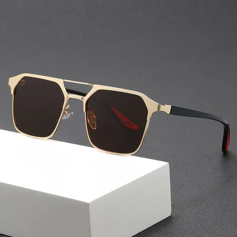 Lunettes de Soleil Polarisées Unisexe Monture en Métal Acier Inoxydable UV400 Conduite Pêche Extérieur Carré Élégant