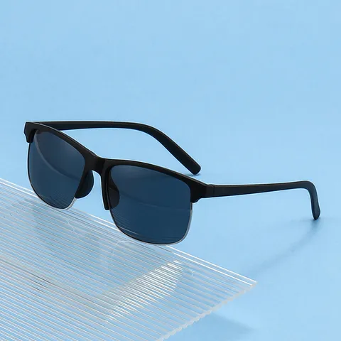Lunettes de Soleil Polarisées pour Hommes Demi-Monture Protection UV400 Extérieur Cyclisme Conduite Lunettes de Soleil Mode Carré