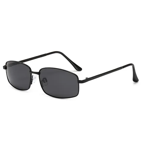Lunettes de Soleil Polarisées pour Hommes Cadre Carré en Métal UV400 Anti-UV Conduite Pêche Extérieur