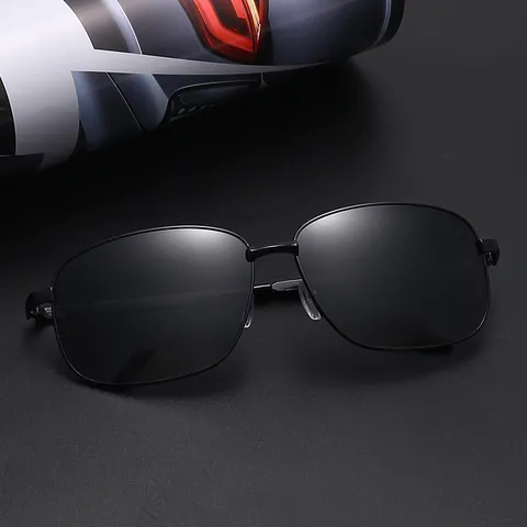 Hommes Lunettes de Soleil Polarisées Monture Métal Carré UV400 Lunettes de Soleil pour Conduite Pêche Sports Extérieurs Mode