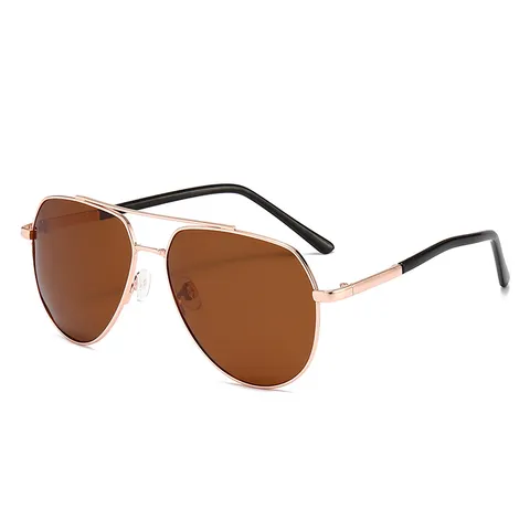Lunettes de Soleil Polarisées Hommes Femmes Classique Métal Double Pont Aviateur UV400 Conduite en Plein Air