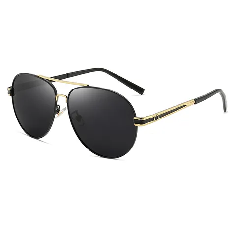 Lunettes de Soleil Polarisées pour Hommes Aviateur Classique Cadre en Métal UV400 Conduite Pêche Lunettes de Mode