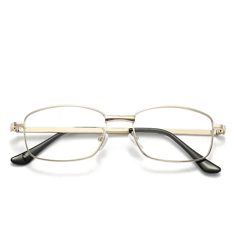 Lunettes de Lecture Anti-Buée en Résine avec Monture en Métal Or Clair pour Personnes Âgées Lecture Quotidienne Style Vintage Lunettes Optiques Carrées