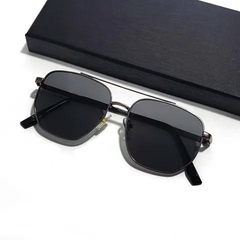 Gafas de Sol Polarizadas para Hombre Clásicas de Metal con Doble Puente Pilote Conducción Gafas de Sol UV400 para Exteriores