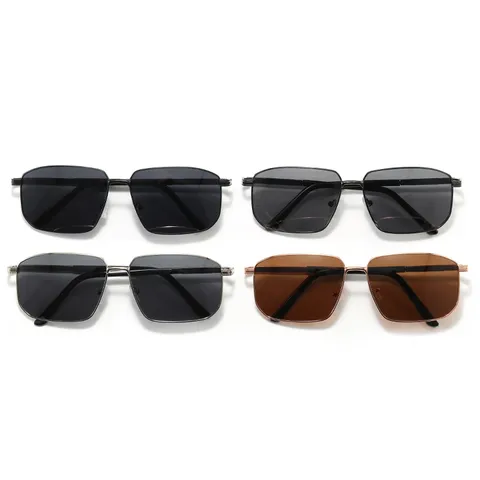 Lunettes de Soleil Polarisées pour Hommes UV400 Monture en Métal Carré Conduite Anti-UV Pêche Extérieure Mode Lunettes