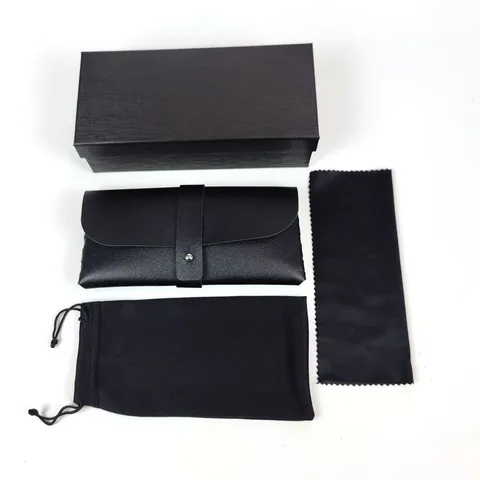Étui à Lunettes Rigide Portable Boîte de Rangement pour Lunettes en Plastique Transparent Pochette et Chiffon de Nettoyage Ensemble