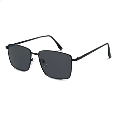 Lunettes de Soleil Polarisées pour Hommes Monture Carrée en Métal UV400 Conduite Pêche Affaires Minimaliste Mode
