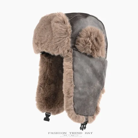Winter Warmer Trapper Hut Kunstleder Kunstfell Ohrenklappe Ushanka Hut Unisex Outdoor Radfahren Kälteschutz Skikappe