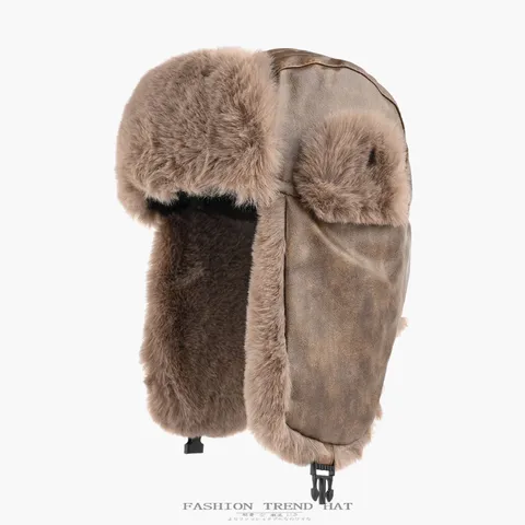 Winter Warmer Trapper Hut Kunstleder Kunstfell Ohrenklappe Ushanka Hut Unisex Outdoor Radfahren Kälteschutz Skikappe