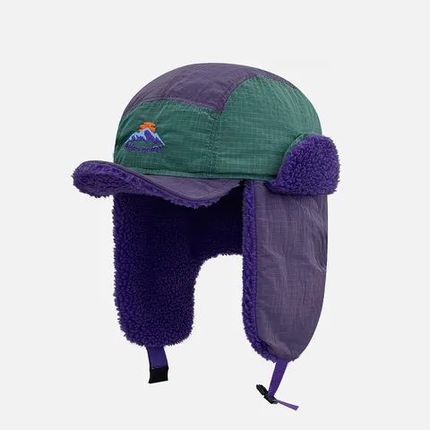 Hiver Épaissi Chaud Chapeau de Trappeur Coupe-Vent Ski Oreillettes Chapeau de Pilote Unisexe Bloc de Couleurs Peluche Bomber Chapeau