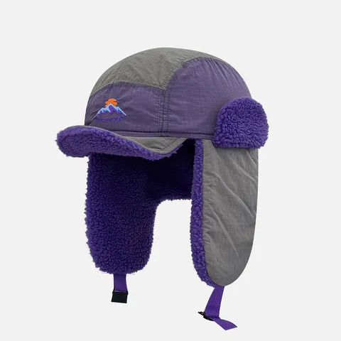 Hiver Épaissi Chaud Chapeau de Trappeur Coupe-Vent Ski Oreillettes Chapeau de Pilote Unisexe Bloc de Couleurs Peluche Bomber Chapeau