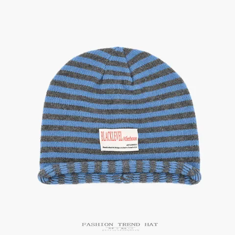 Damen Winter Warmer Strick Beanie Hut Koreanischer Stil Farbblock Streifen Slouchy Umschlag Mütze Tägliche Freizeit Kopfbedeckung