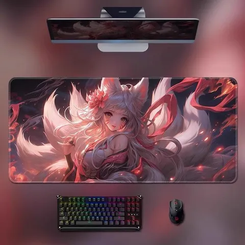 Μεγάλο Mouse Pad Gaming Anime Εκτεταμένο Χαλάκι Γραφείου Ραμμένες Άκρες Χαριτωμένο Σχέδιο Cartoon Ύφασμα Καουτσούκ Για Υπολογιστή Γραφείου