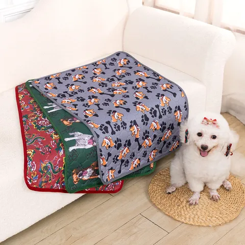 Wiederverwendbare Wasserdichte Haustier Urinmatte Waschbare Hunde Trainingsmatte Festliches Weihnachtsmuster Rutschfeste Hundebett Decke