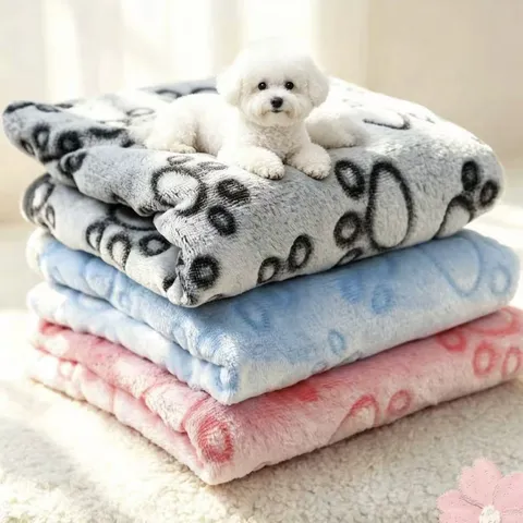 Flanell Haustierdecke Weich Warm Pfotenabdruck Hund Katze Schlafmatte Geprägte Fleece Haustierbettdecke Für Kleine Mittlere Große Haustiere