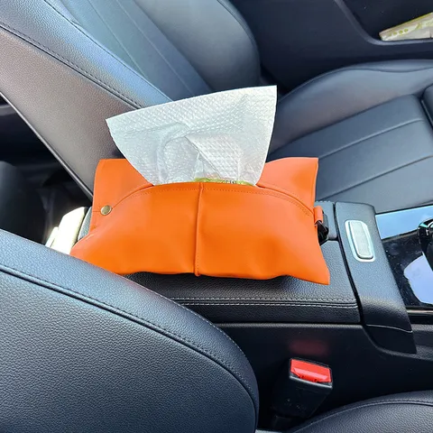 Creative Leather Tissue Box Car Interior Storage Organizer Modern Minimalist Facial Paper Holder For Car Living Room