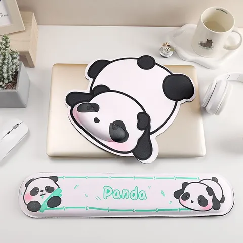 Cute Panda 3D Memory Foam Mouse Pad And Keyboard Wrist Rest Ergonomic Hand Support Cushion For Office Computer Desk Working