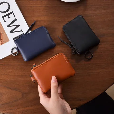 PU Leather Mini Coin Purse Lanyard Women Fashion Portable Small Zipper Card Holder Anti-theft Wallet