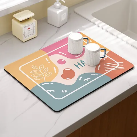 Kitchen Countertop Absorbent Mat Soft Diatomaceous Mud Draining Mat Fast Drying Tableware Drying Mat Bar Mat Placemat