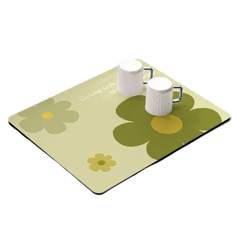 Kitchen Countertop Absorbent Mat Soft Diatomaceous Mud Draining Mat Fast Drying Tableware Drying Mat Bar Mat Placemat