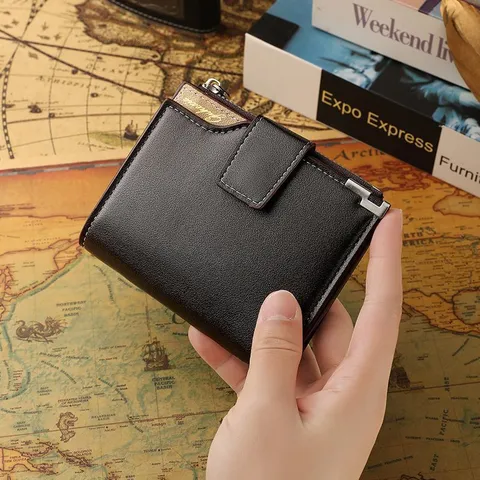 Men Short Wallet PU Leather Bifold Wallet Card Holder Multi-Function Coin Pocket Retro Business Wallet For Men
