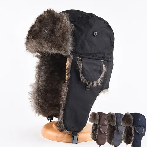 Winter Warm Trapper Mütze Wasserdicht Taslan Ushanka Bomber Mütze Mit Kunstfell Ohrenschützern Winddichte Ski Kappe Für Männer Und Frauen