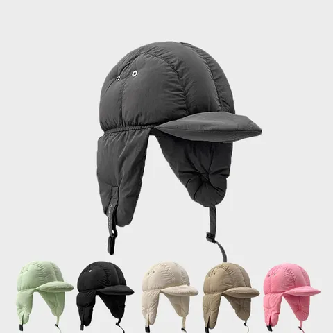 Winter Warme Bombermütze Winddicht Ohrschutz Trapper Mütze Unisex Verdickte Fleece Pilotenmütze Für Outdoor