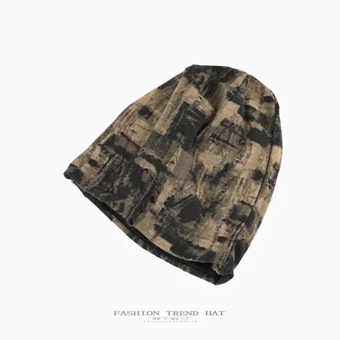 Damen Retro Distressed Slouchy Beanie Hut Y2K Grunge Knit Skull Cap Casual Fall Winter Streetwear Headwear