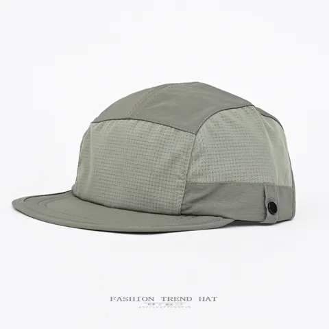 Sommer Schnelltrocknende Flache Krempe Baseballkappe Herren Damen Outdoor Farbblock Atmungsaktives Netz Sonnenhut Polyester Streetwear