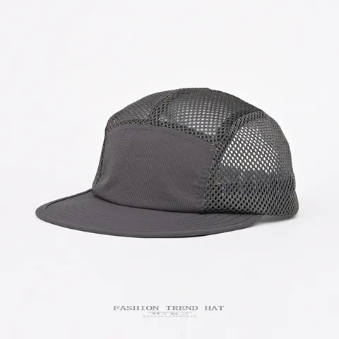 Casquette de Baseball à Bord Plat Cinq Panneaux Style Japonais Été Mince Respirant Maille Séchage Rapide Chapeau de Protection Solaire Pour Hommes et Femmes