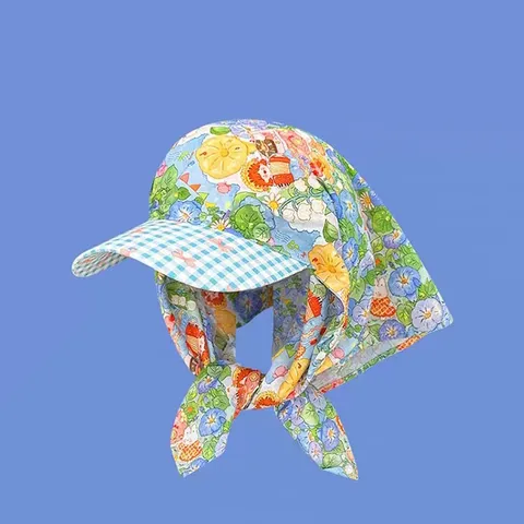 French Vintage Monet Garden Floral Sun Protection Triangle Scarf Duck Tongue Hat Women Summer Breathable Visor Cap