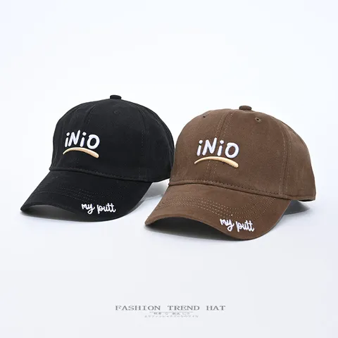 Unisex Baumwollmischung Baseballkappe Breite Krempe Verstellbar Lässiger Sonnenschutz Hut Mit Buchstabenstickerei Frühling Sommer