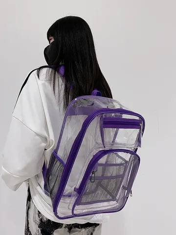 Transparent PVC Waterproof Backpack Large Capacity Minimalist Casual School Bag For Students Unisex Daily Travel Daypack