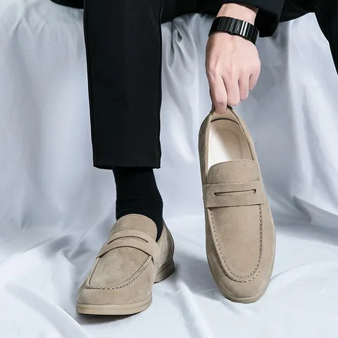 Men's Casual Loafers Fashion Slip-on Driving Shoes Comfortable Suede Flat Loafer Moccasins Business Casual Footwear