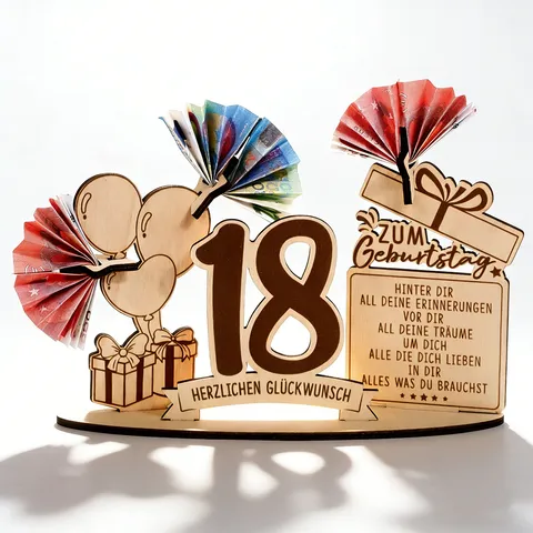 Portasoldi di Compleanno in Legno Scatola Regalo in Contanti Decorazione da Tavola per Festa
