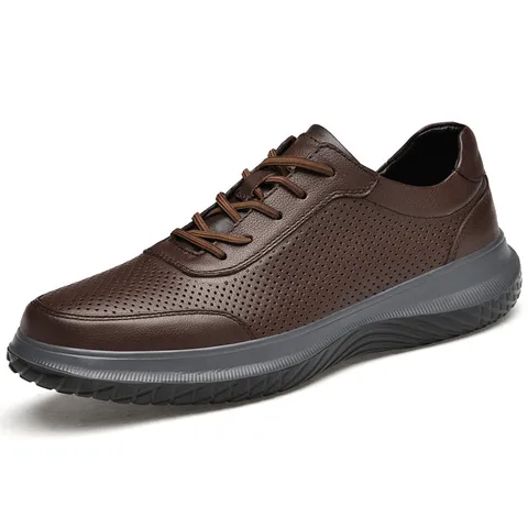 Heren Casual Leren Schoenen Echt Rundleer Ademend Outdoor Wandelschoenen Lente Zomer Platte Schoeisel