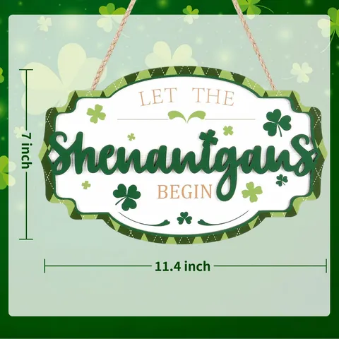 Cartello per Porta in Legno del Giorno di San Patrizio Targhetta Sospesa a Trifoglio Decorazione per Porta d'Ingresso di Festival Irlandese Ornamento Sospeso per Festa in Casa