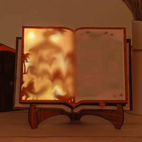 Easter Wooden Light Up Book Desktop Ornament Luminous Hollow Book Lamp For Holiday Home Party Table Decoration