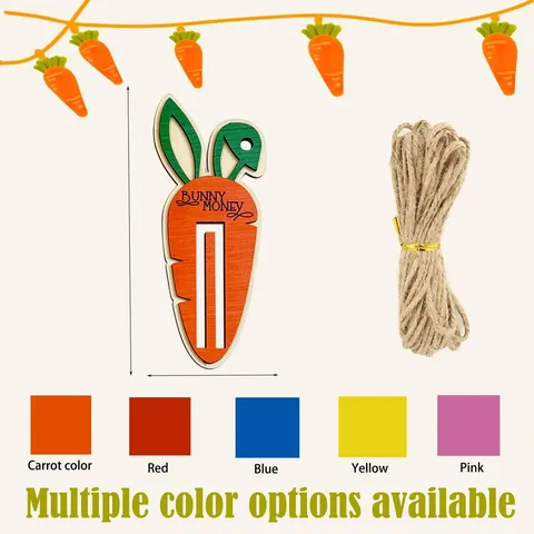 Pasqua Clip per Soldi a Carota in Legno con Orecchie di Coniglio Porta Contanti Vassoio Decorazione Regalo Festa di Primavera Artigianato