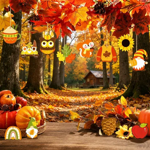 Fall Tiered Tray Decor Wooden Sign Autumn Back To School Classroom Party Supplies Hanging Ornaments Home Table Decor