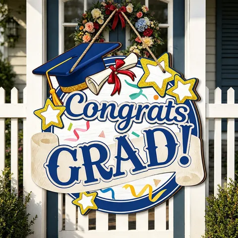 2026 Stagione di Laurea Targa Sospesa in Legno Segno di Congratulazioni Decorazione per Festa